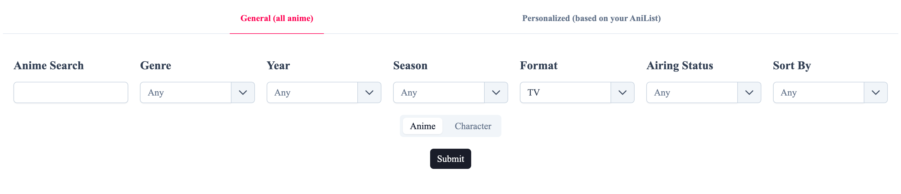 AniTier interface overview