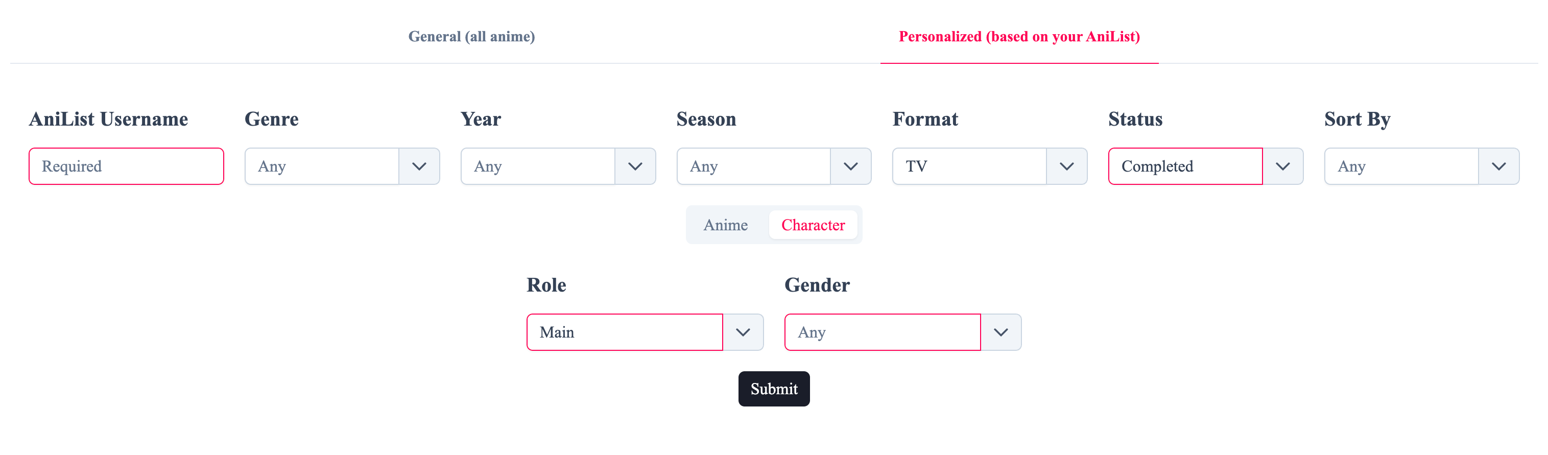 AniTier interface overview