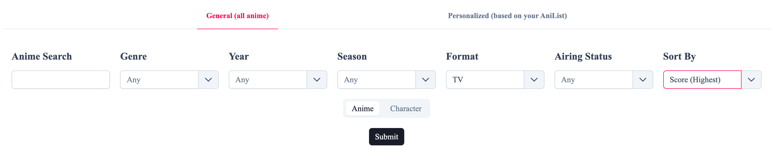 AniTier interface overview