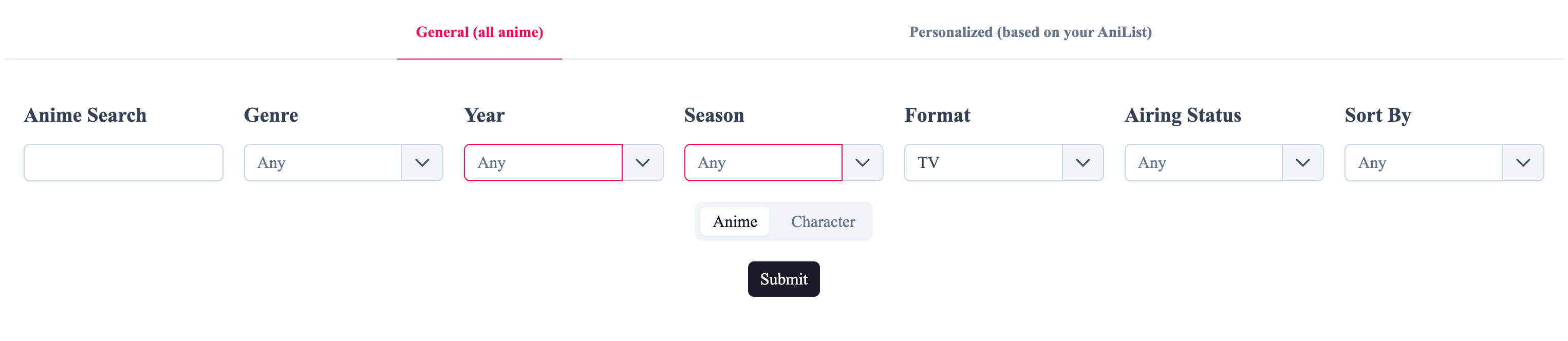 AniTier interface overview